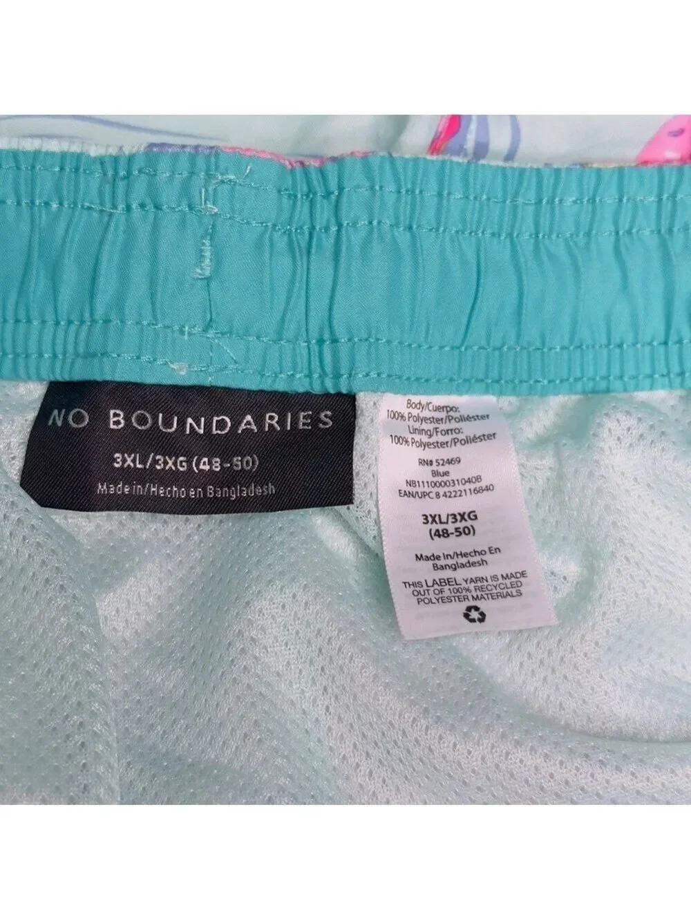 No Boundaries Men’s‎ Swim Trunks Shark & Donut Print Size 3XL
